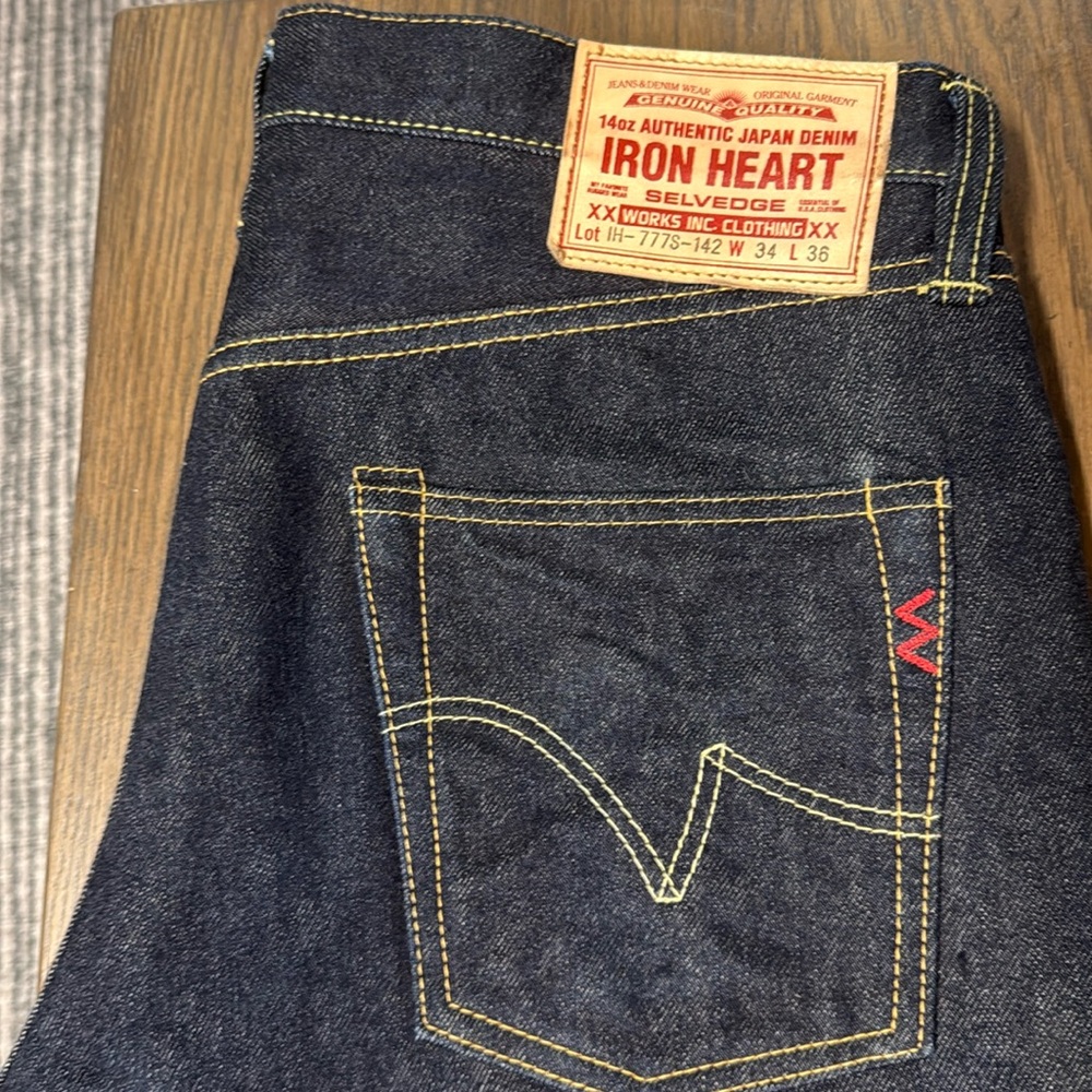 Iron Heart 777 waist 34 inseam 32 altered by Williamsburg garment company